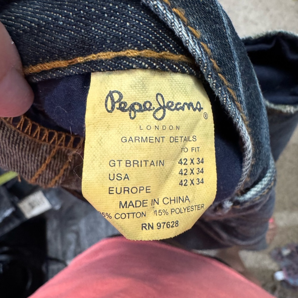 Rare Vintage Pepe Jeans London – Size 42x34 – Leather-Look Pocket Western Denim - Picture 9 of 9